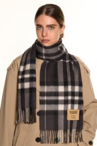 A model styled in a DC Classic scarf